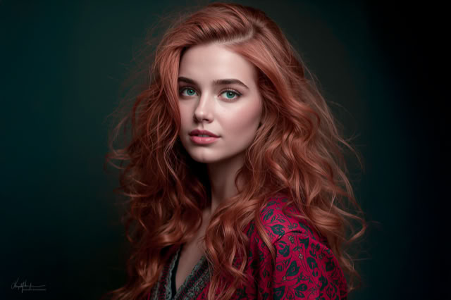 Ruda dziewczyna o zielonych oczach. Sesja fotograficzna, Warszawa.